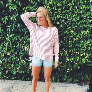 aerie pink and white stripe long sleeve!!